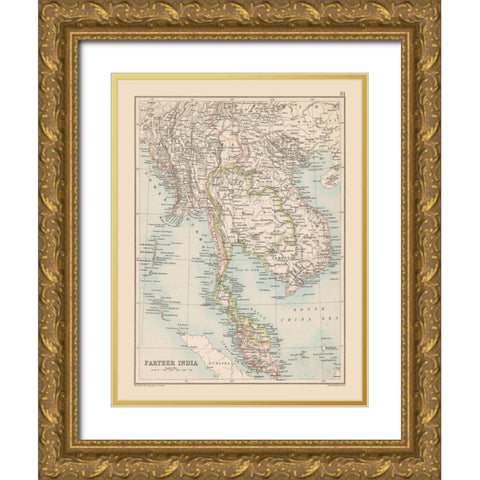 South Asia India - Bartholomew 1892 Gold Ornate Wood Framed Art Print with Double Matting by Bartholomew