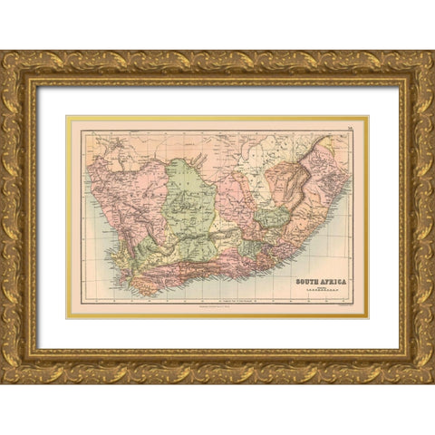 South Africa - Black 1867 Gold Ornate Wood Framed Art Print with Double Matting by Black