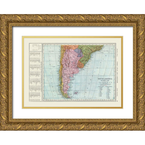 Southern South America - Reynold 1921 Gold Ornate Wood Framed Art Print with Double Matting by Reynold