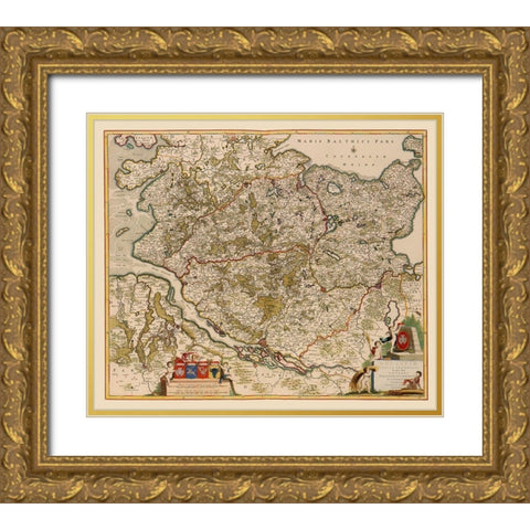 Schleswig Holstein Region Germany - De Wit 1688 Gold Ornate Wood Framed Art Print with Double Matting by De Wit