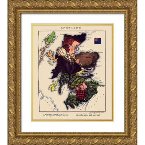 Great Britain Scotland - Lancaster 1869 Gold Ornate Wood Framed Art Print with Double Matting by Lancaster