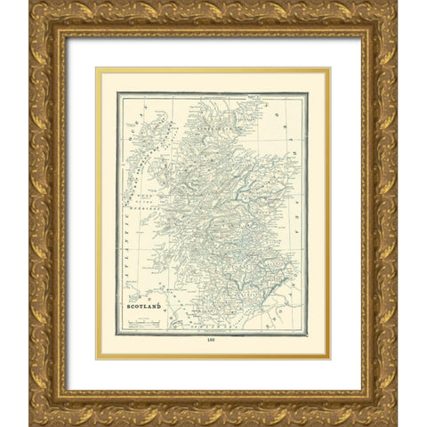 Great Britain Scotland - Rathbun 1893 Gold Ornate Wood Framed Art Print with Double Matting by Rathbun