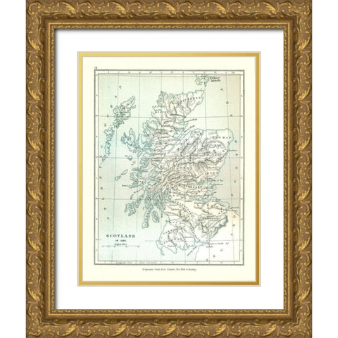 Scotland in 1285 - Gardiner 1902 Gold Ornate Wood Framed Art Print with Double Matting by Gardiner