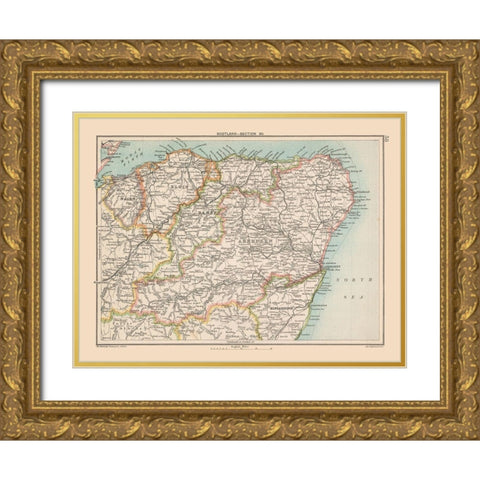 Scotland - Bartholomew 1892 Gold Ornate Wood Framed Art Print with Double Matting by Bartholomew
