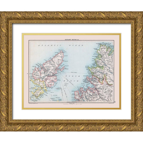Northwest Scotland - Bartholomew 1892 Gold Ornate Wood Framed Art Print with Double Matting by Bartholomew