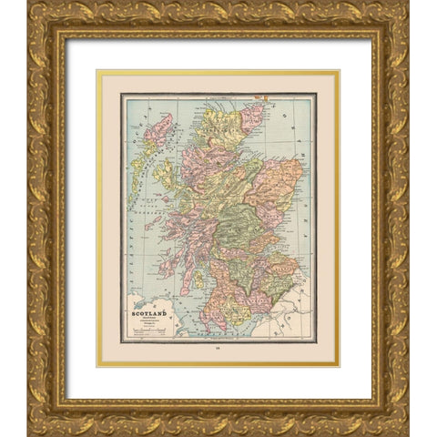 Scotland - Cram 1888 Gold Ornate Wood Framed Art Print with Double Matting by Cram