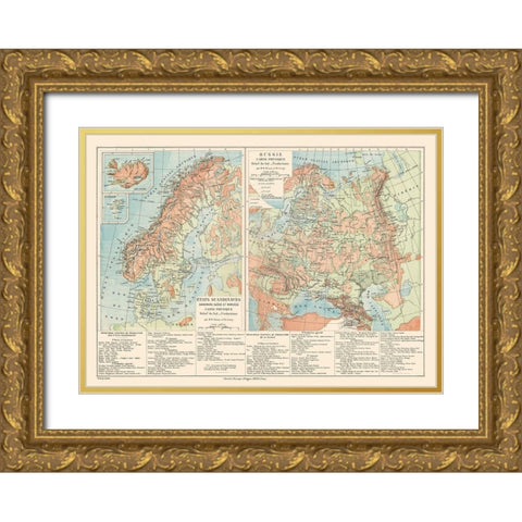 Scandinavia Landform Russia Sweden Norway Denmark Gold Ornate Wood Framed Art Print with Double Matting by Drioux