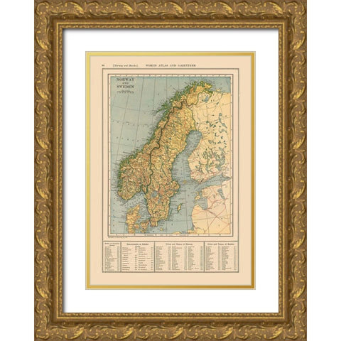 Europe Norway Sweden - Reynold 1921 Gold Ornate Wood Framed Art Print with Double Matting by Reynold