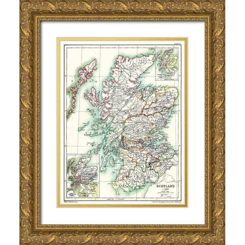 Scotland 1300 - Poole 1902 Gold Ornate Wood Framed Art Print with Double Matting by Poole