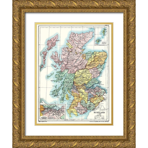 Scotland 1600 - Poole 1902 Gold Ornate Wood Framed Art Print with Double Matting by Poole