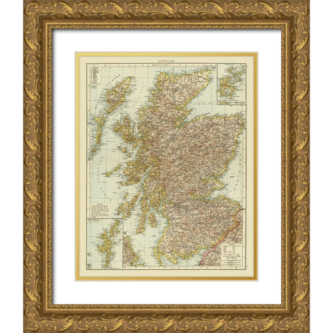 Scotland Gold Ornate Wood Framed Art Print with Double Matting by Unknown