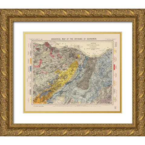 Edingburgh Scotland - Letts 1883 Gold Ornate Wood Framed Art Print with Double Matting by Letts