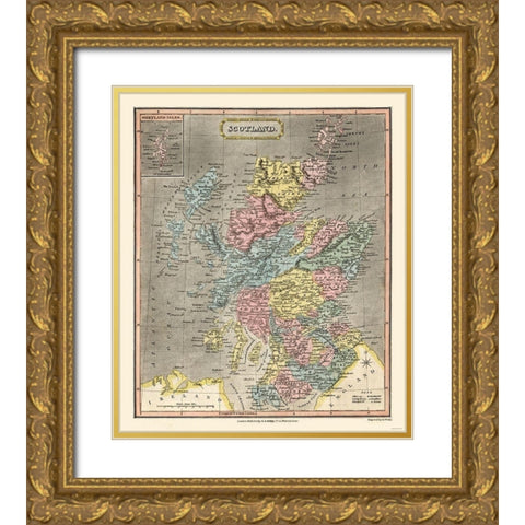Scotland - Oddy Gold Ornate Wood Framed Art Print with Double Matting by Oddy