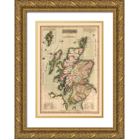 Scotland - Vallance 1814 Gold Ornate Wood Framed Art Print with Double Matting by Vallance