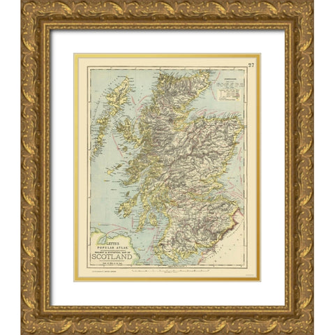 Scotland - Railways - Statistical - Letts 1883 Gold Ornate Wood Framed Art Print with Double Matting by Letts