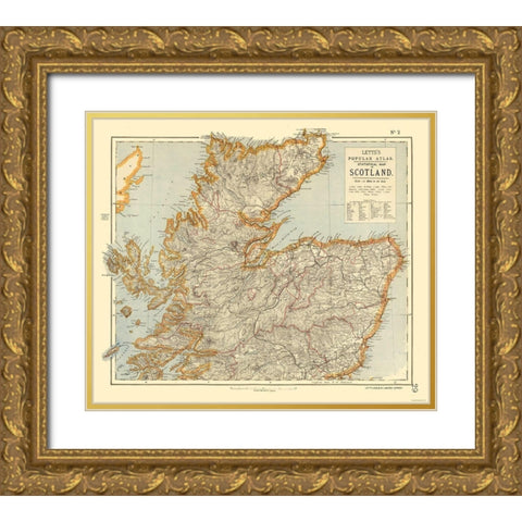 Northern Scotland - Statistical - Letts 1883 Gold Ornate Wood Framed Art Print with Double Matting by Letts