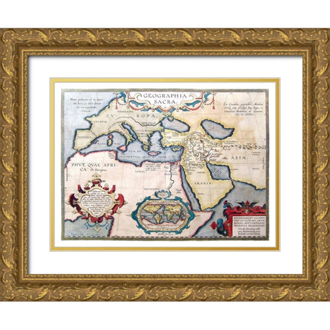 Europe Middle East - Ortelius 1570 Gold Ornate Wood Framed Art Print with Double Matting by Ortelius