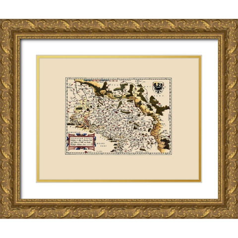 Eastern Europe Poland Germany Czech Republic Gold Ornate Wood Framed Art Print with Double Matting by Ortelius