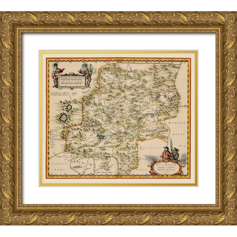 Sichuan Province China - Blaeu 1655 Gold Ornate Wood Framed Art Print with Double Matting by Blaeu