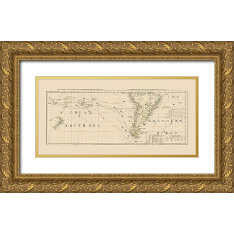 South Pacific Ocean South America - Sayer 1776 Gold Ornate Wood Framed Art Print with Double Matting by Sayer