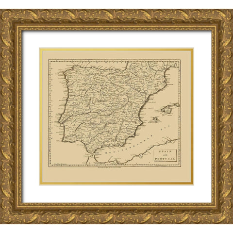 Spain Portugal - Thomas 1812 Gold Ornate Wood Framed Art Print with Double Matting by Thomas