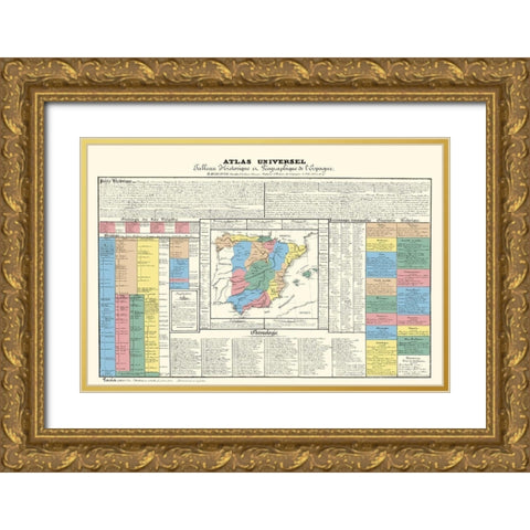 Spain Portugal - Johanneau 1831 Gold Ornate Wood Framed Art Print with Double Matting by Johanneau