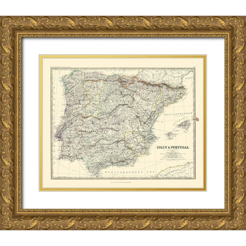 Spain Portugal - Blackwood 1861 Gold Ornate Wood Framed Art Print with Double Matting by Blackwood