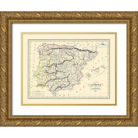 Spain Portugal - Andre 1836 Gold Ornate Wood Framed Art Print with Double Matting by Andre