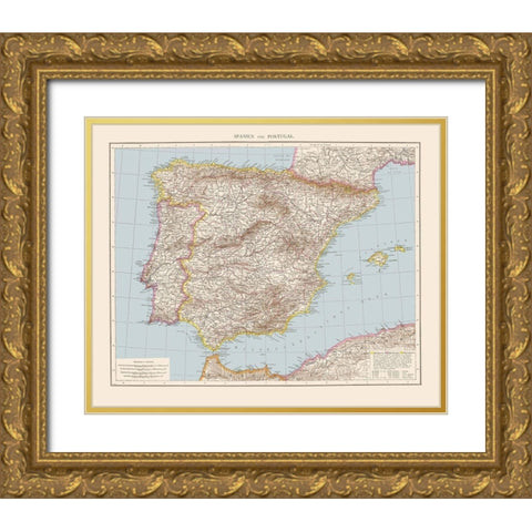 Spain Portugal - Andree 1893 Gold Ornate Wood Framed Art Print with Double Matting by Andree