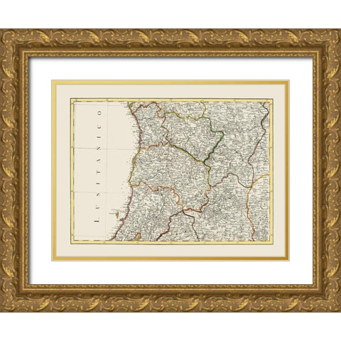Spain Portugal - Lattre 1780 Gold Ornate Wood Framed Art Print with Double Matting by Lattre