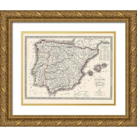 Spain Portugal - Monin 1839 Gold Ornate Wood Framed Art Print with Double Matting by Monin