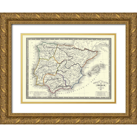Spain Portugal - Monin 1837 Gold Ornate Wood Framed Art Print with Double Matting by Monin