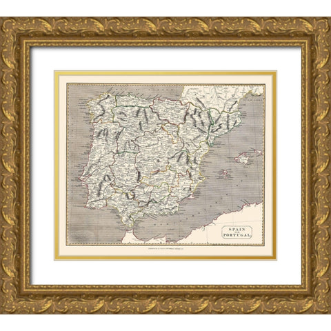 Spain Portugal - Kirkwood 1817 Gold Ornate Wood Framed Art Print with Double Matting by Kirkwood