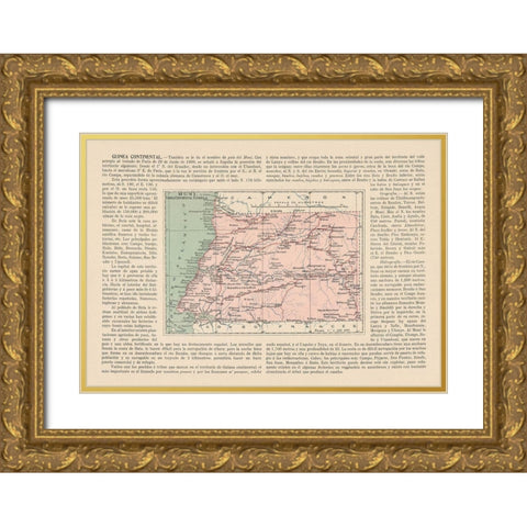 Rio Muni Guinea Africa - Martin 1911 Gold Ornate Wood Framed Art Print with Double Matting by Martin