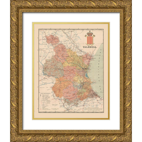 Valencia Spain Europe - Martin 1900 Gold Ornate Wood Framed Art Print with Double Matting by Martin