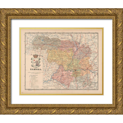 Zamora Spain Europe - Martin 1911 Gold Ornate Wood Framed Art Print with Double Matting by Martin