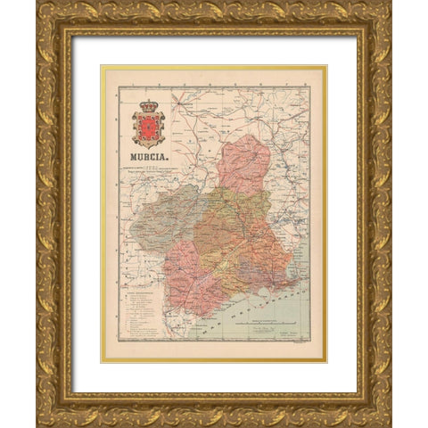 Murcia Spain Europe - Martin 1911 Gold Ornate Wood Framed Art Print with Double Matting by Martin