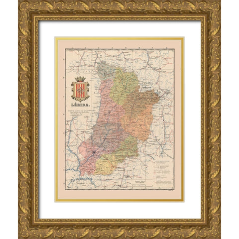 Lleida Spain Europe - Martin 1911 Gold Ornate Wood Framed Art Print with Double Matting by Martin