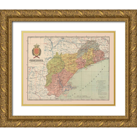 Tarragona Spain Europe - Martin 1911 Gold Ornate Wood Framed Art Print with Double Matting by Martin