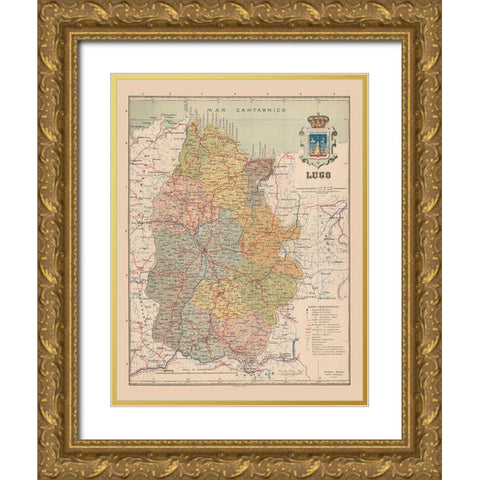 Lugo Spain Europe - Martin 1911 Gold Ornate Wood Framed Art Print with Double Matting by Martin