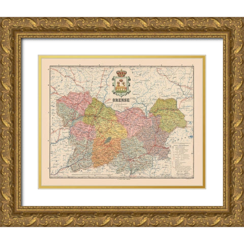 Ourense Spain Europe - Martin 1911 Gold Ornate Wood Framed Art Print with Double Matting by Martin