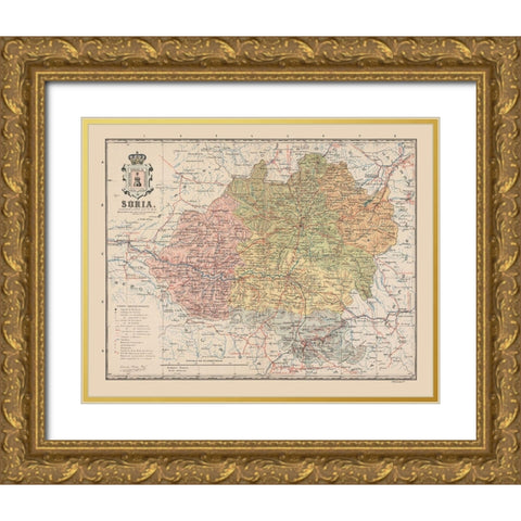 Soria Spain Europe - Martin 1911 Gold Ornate Wood Framed Art Print with Double Matting by Martin