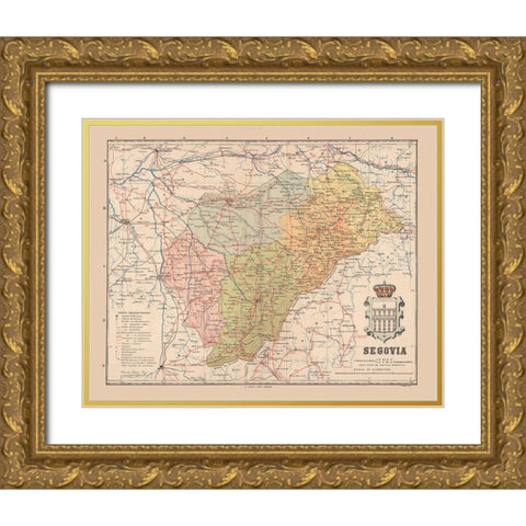 Segovia Spain Europe - Martin 1911 Gold Ornate Wood Framed Art Print with Double Matting by Martin