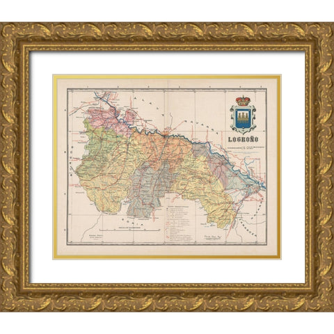 Logrono Spain Europe - Martin 1911 Gold Ornate Wood Framed Art Print with Double Matting by Martin