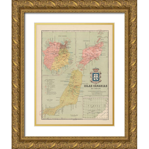 Canary Islands Spain Europe - Martin 1911 Gold Ornate Wood Framed Art Print with Double Matting by Martin