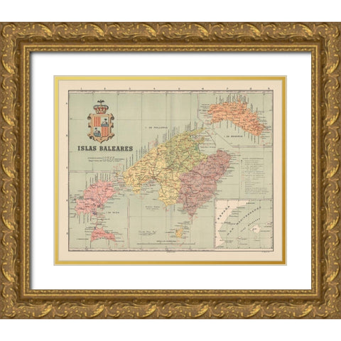 Balearic Islands Spain Europe - Martin 1911 Gold Ornate Wood Framed Art Print with Double Matting by Martin