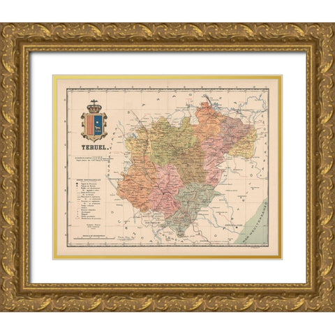 Teruel Spain Europe - Martin 1911 Gold Ornate Wood Framed Art Print with Double Matting by Martin