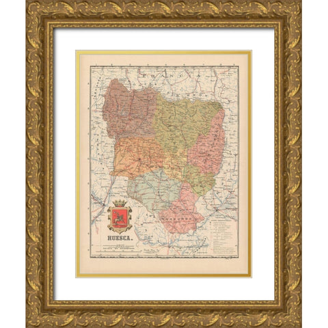 Huesca Spain Europe - Martin 1911 Gold Ornate Wood Framed Art Print with Double Matting by Martin
