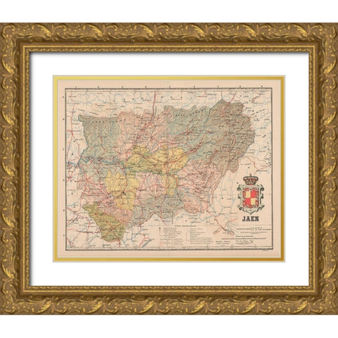 Jaen Spain Europe - Martin 1911 Gold Ornate Wood Framed Art Print with Double Matting by Martin