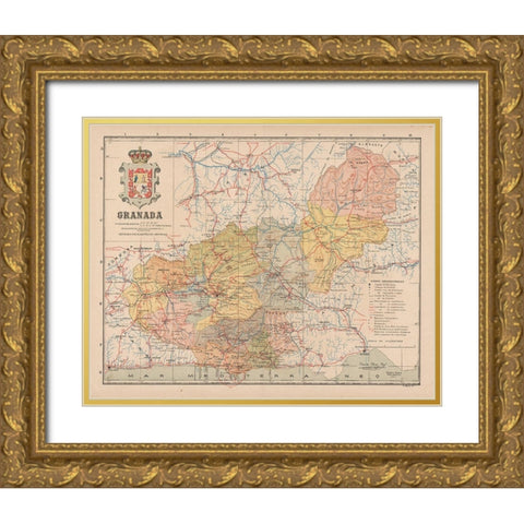 Granada Spain Europe - Martin 1911 Gold Ornate Wood Framed Art Print with Double Matting by Martin